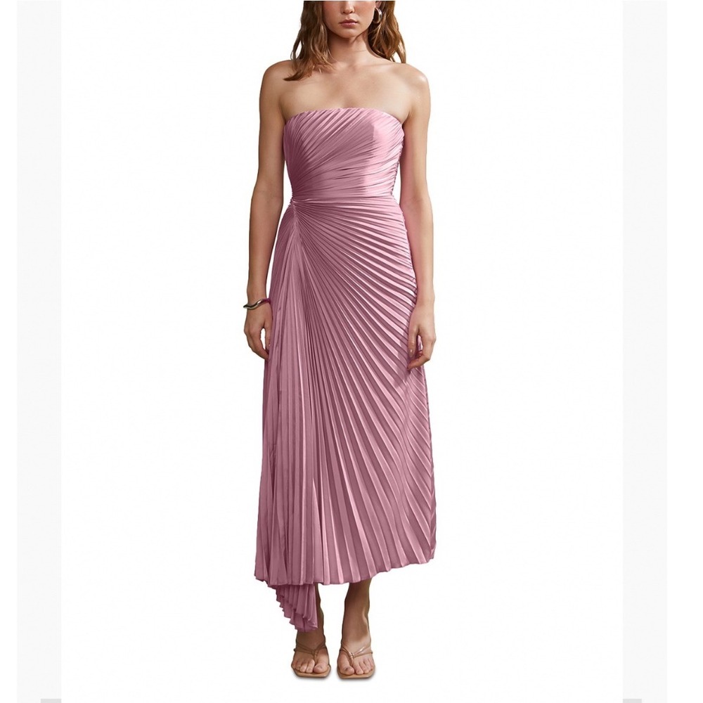 AMUR Everyn Pleated Gown Pink Clay Strapless Maxi Dress Size 0 NEW